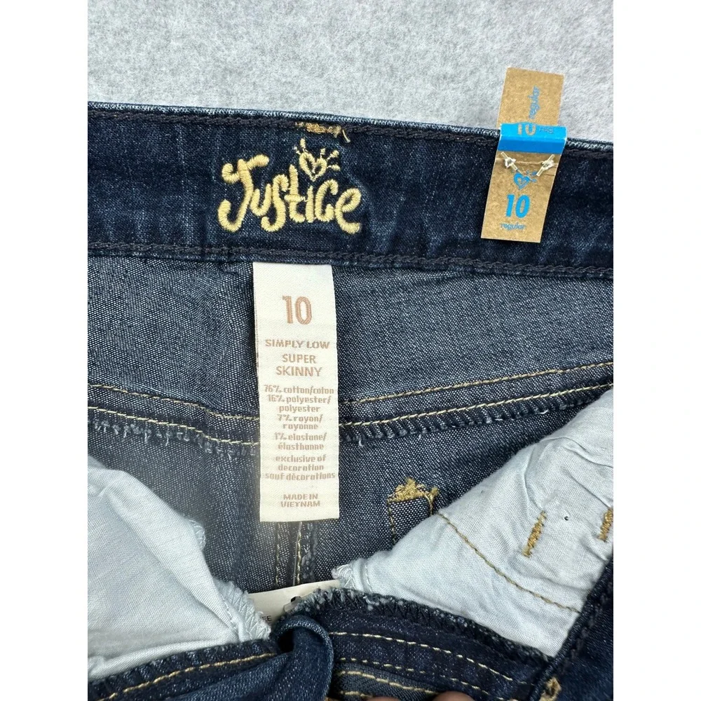 Justice Girls Simply Low Super Skinny Jeans Dark Wash Denim Size 10 Regular
